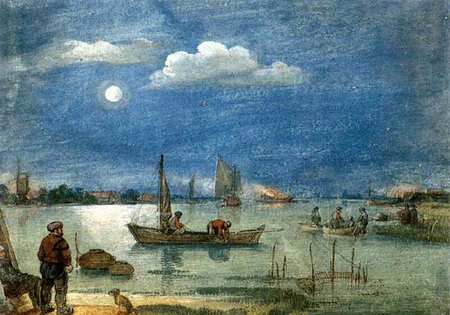 AVERCAMP, Hendrick Fishermen by Moonlight